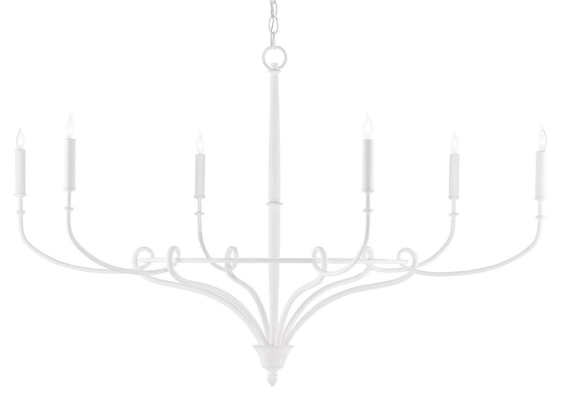 Currey and Company 9000-0495 Six Light Chandelier, Gesso White Finish - LightingWellCo