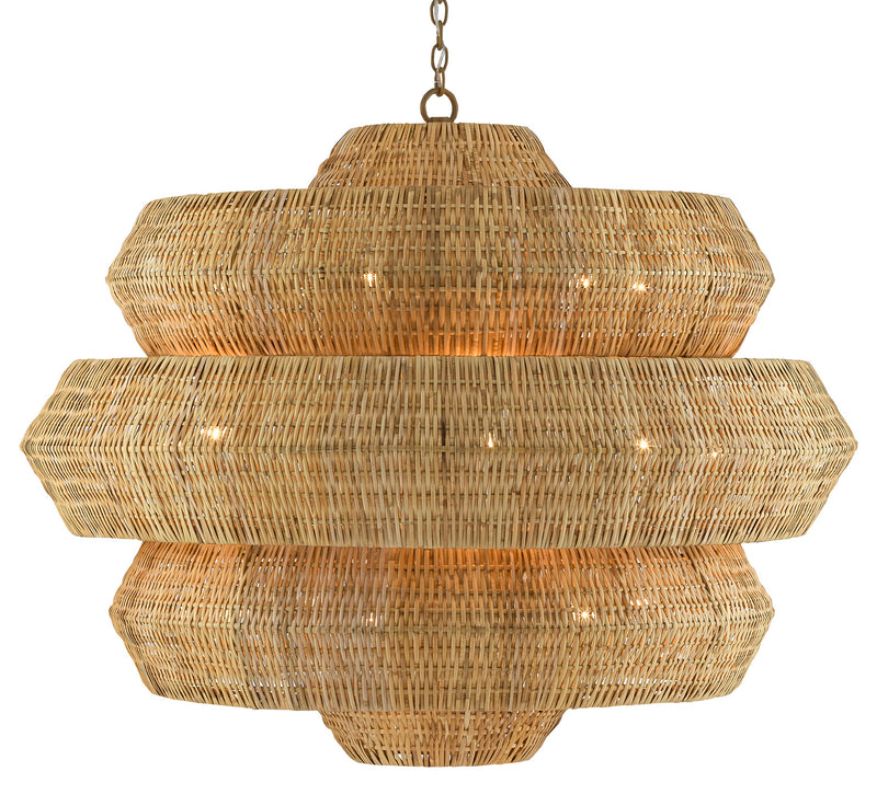 Currey and Company 9000-0496 18 Light Chandelier, Khaki/Natural Finish - LightingWellCo