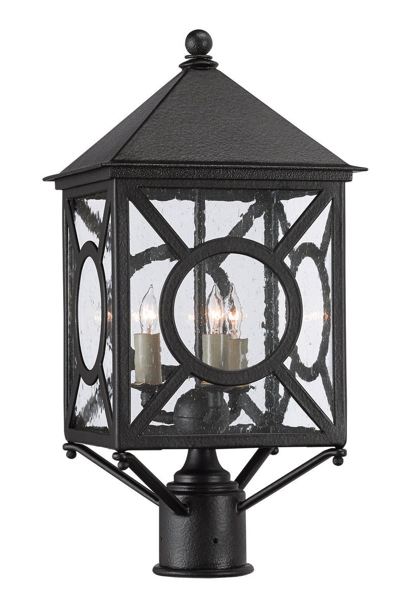 Currey and Company 9600-0001 Three Light Post Mount, Midnight Finish - LightingWellCo