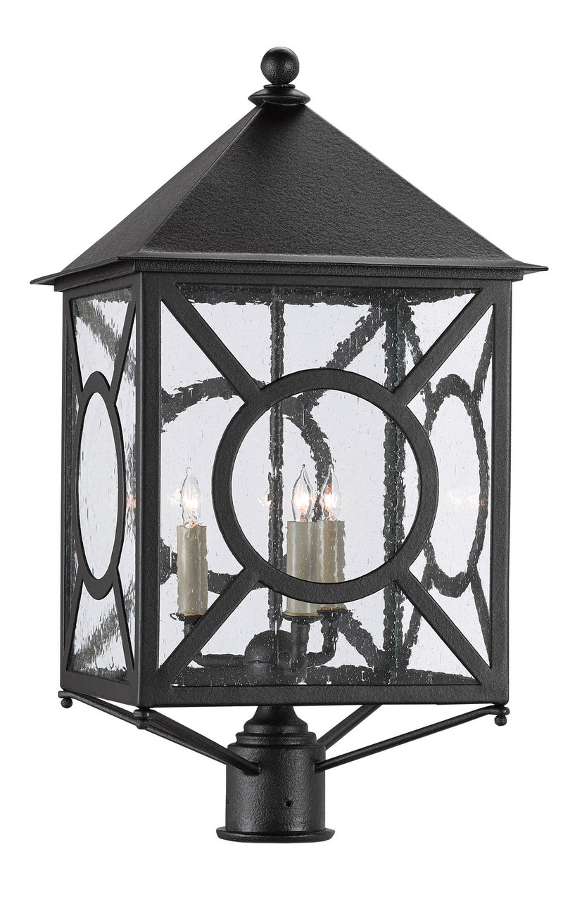 Currey and Company 9600-0002 Three Light Post Mount, Midnight Finish - LightingWellCo