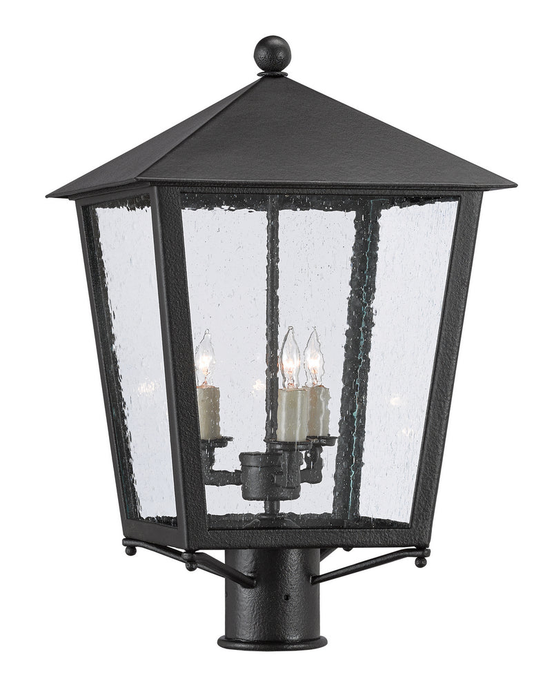 Currey and Company 9600-0005 Three Light Post Mount, Midnight Finish - LightingWellCo