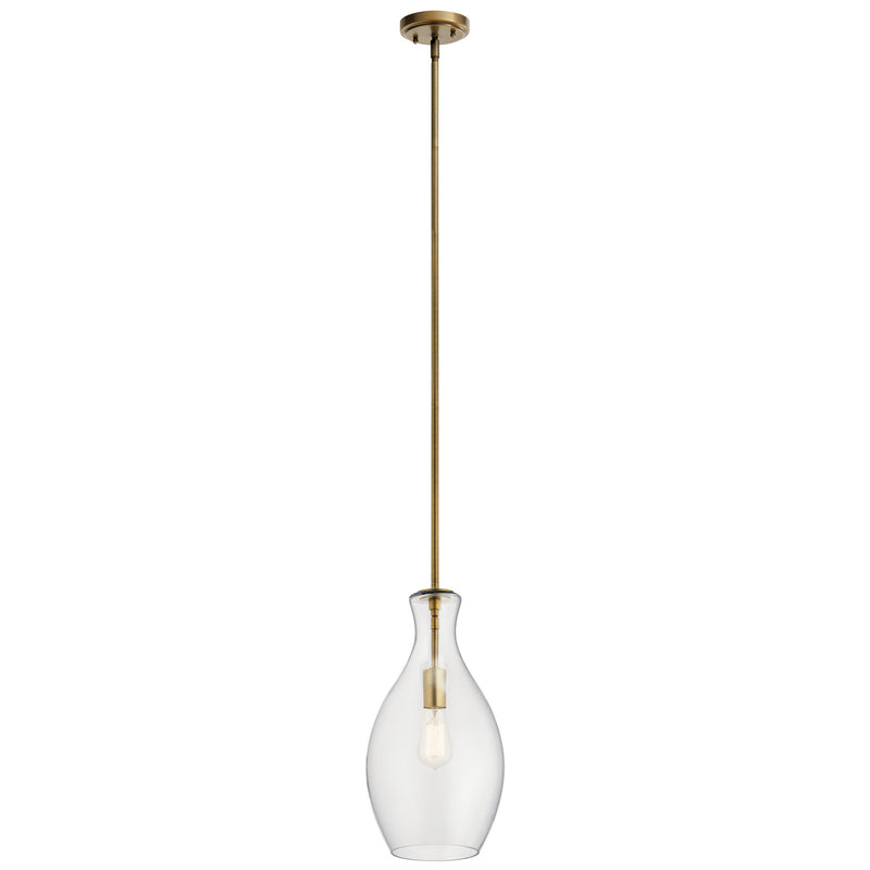 Kichler 42047NBR One Light Mini Pendant, Natural Brass Finish - LightingWellCo