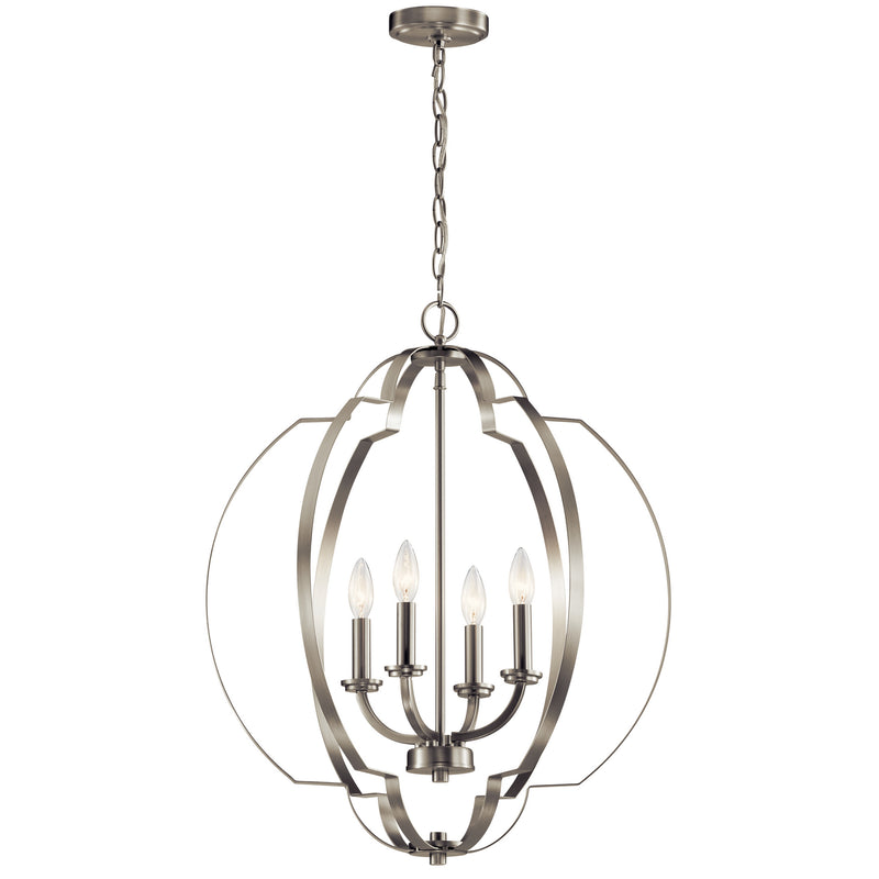 Kichler 42138NI Four Light Foyer Pendant, Brushed Nickel Finish - LightingWellCo