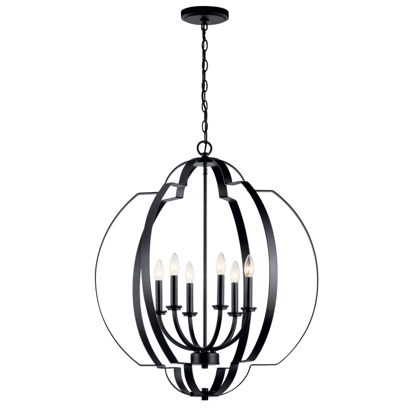 Kichler 42139BK Six Light Foyer Chandelier, Black Finish - LightingWellCo