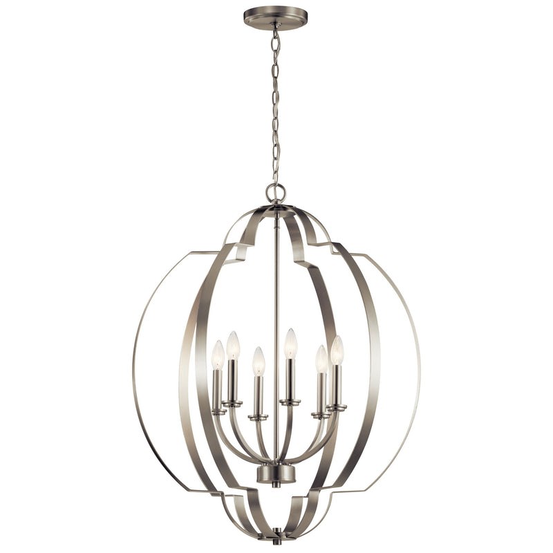 Kichler 42139NI Six Light Foyer Chandelier, Brushed Nickel Finish - LightingWellCo