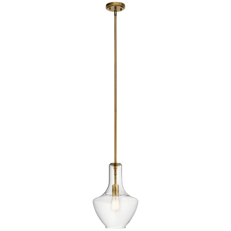 Kichler 42141NBR One Light Pendant, Natural Brass Finish - LightingWellCo