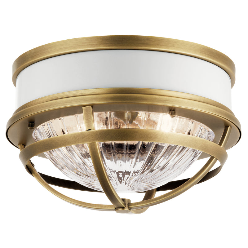 Kichler 43013NBR Two Light Flush Mount, Natural Brass Finish - LightingWellCo