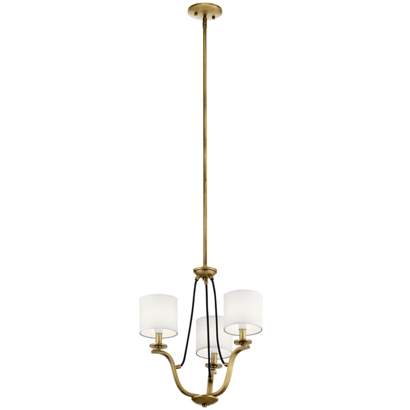 Kichler 43531NBR Three Light Mini Chandelier, Natural Brass Finish - LightingWellCo