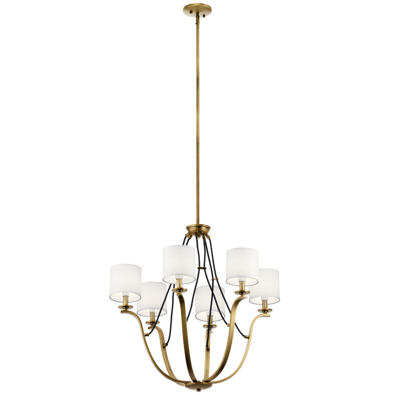 Kichler 43532NBR Six Light Chandelier, Natural Brass Finish - LightingWellCo