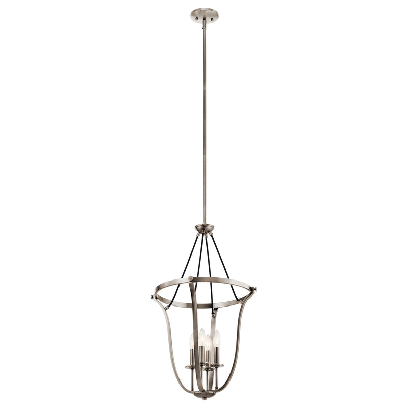 Kichler 43535CLP Four Light Foyer Pendant, Classic Pewter Finish - LightingWellCo