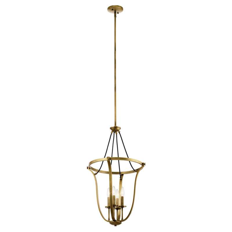 Kichler 43535NBR Four Light Foyer Pendant, Natural Brass Finish - LightingWellCo