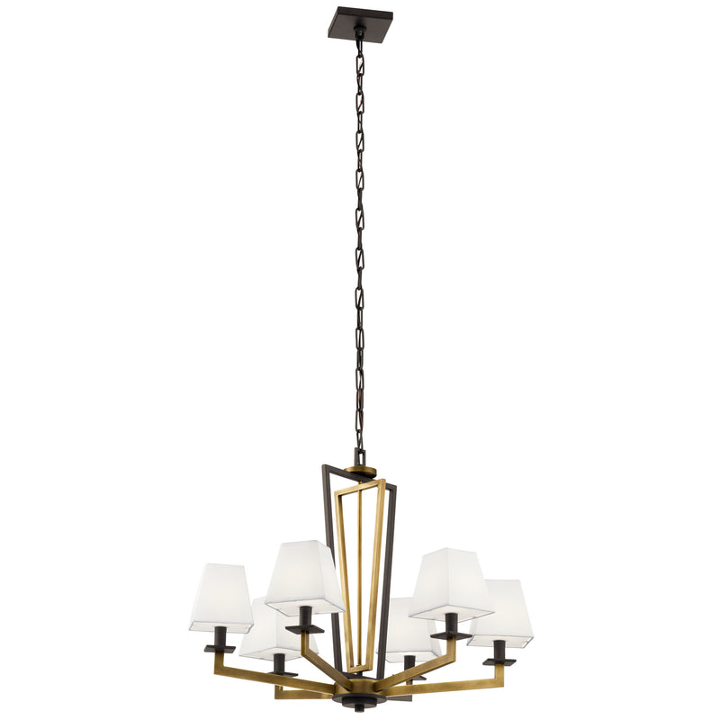 Kichler 44022NBR Six Light Chandelier, Natural Brass Finish - LightingWellCo