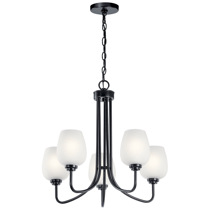 Kichler 44377BK Five Light Chandelier, Black Finish - LightingWellCo