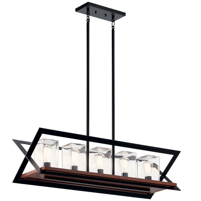 Kichler 49309BK Five Light Linear Chandelier, Black Finish - LightingWellCo