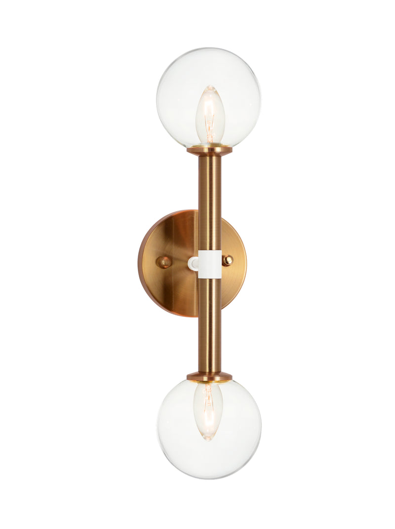 Matteo Lighting W75312AGCL Two Light Wall Sconce, Aged Gold Brass Finish - LightingWellCo