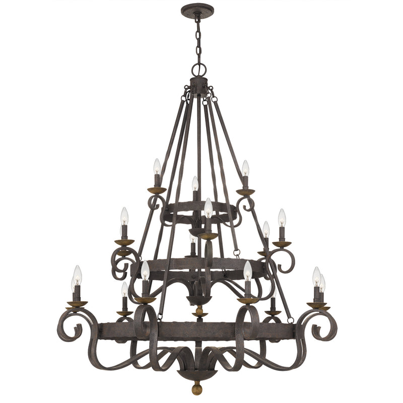 Quoizel NBE5018RK 18 Light Chandelier, Rustic Black Finish - LightingWellCo