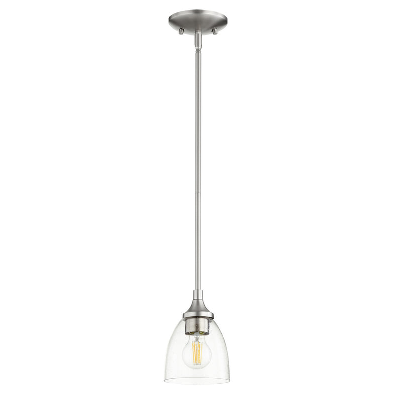 Quorum 3059-265 One Light Pendant, Satin Nickel w/ Clear/Seeded Finish - LightingWellCo