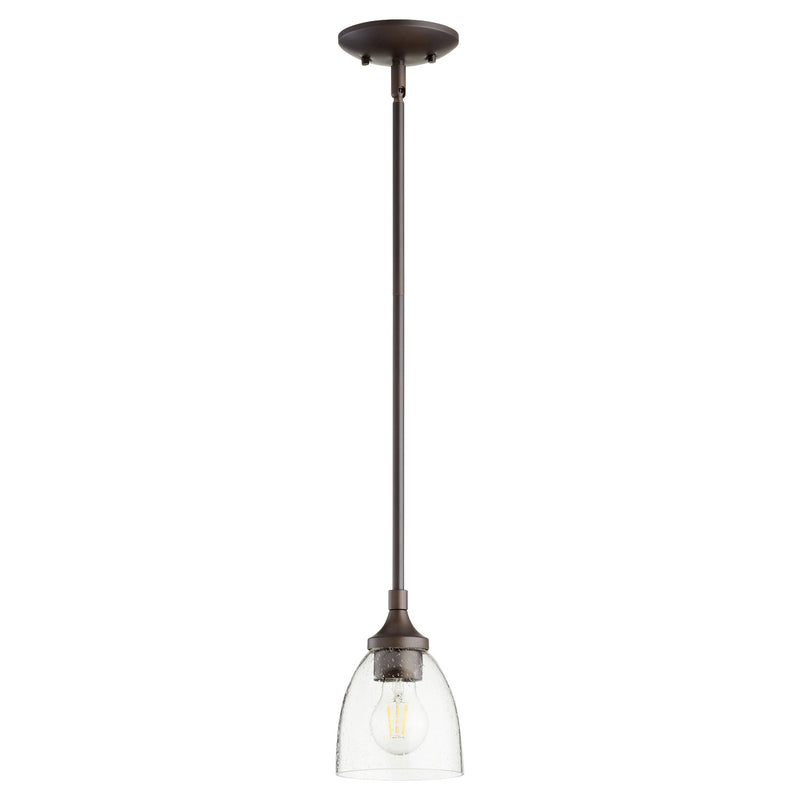 Quorum 3059-286 One Light Pendant, Oiled Bronze w/ Clear/Seeded Finish - LightingWellCo