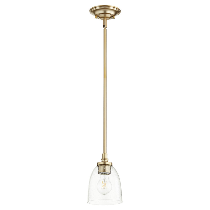 Quorum 3122-280 One Light Pendant, Aged Brass w/ Clear/Seeded Finish - LightingWellCo