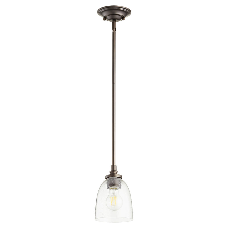 Quorum 3122-286 One Light Pendant, Oiled Bronze w/ Clear/Seeded Finish - LightingWellCo