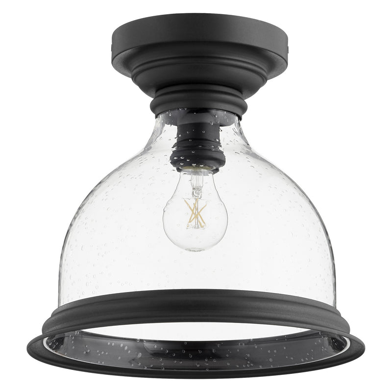 Quorum 3193-12-69 One Light Ceiling Mount, Black w ClearSeeded Finish - LightingWellCo