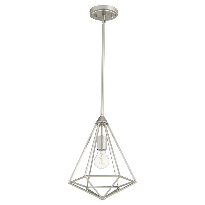 Quorum 3311-65 One Light Pendant, Satin Nickel Finish - LightingWellCo