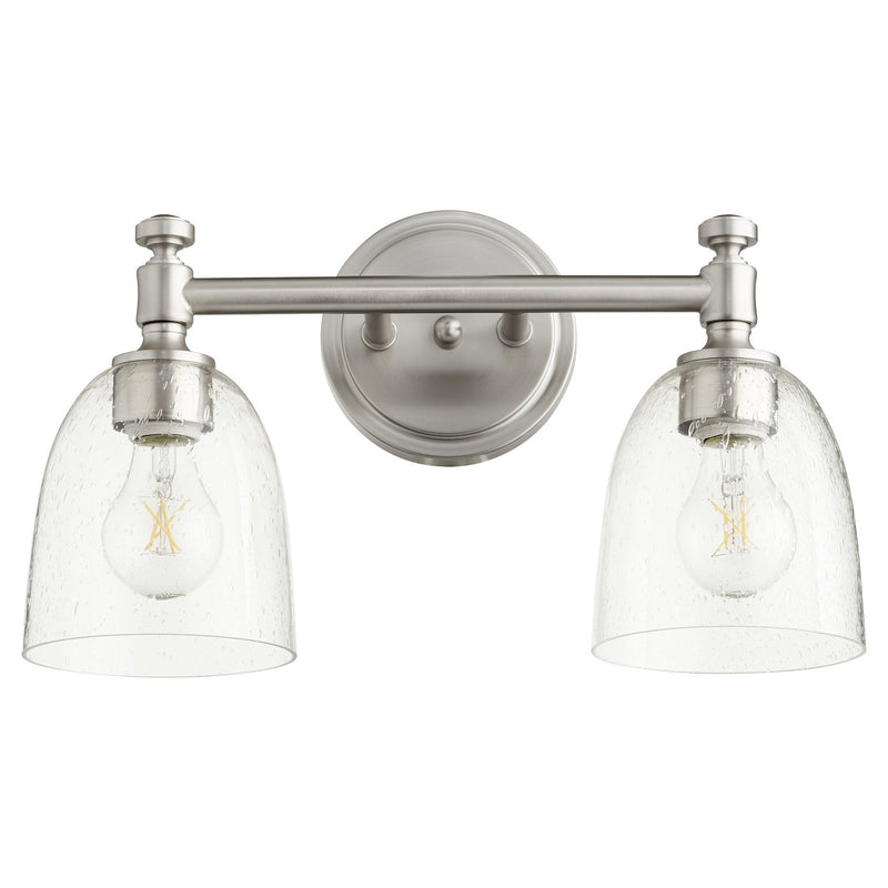 Quorum 5122-2-265 Two Light Vanity, Satin Nickel w/ Clear/Seeded Finish - LightingWellCo