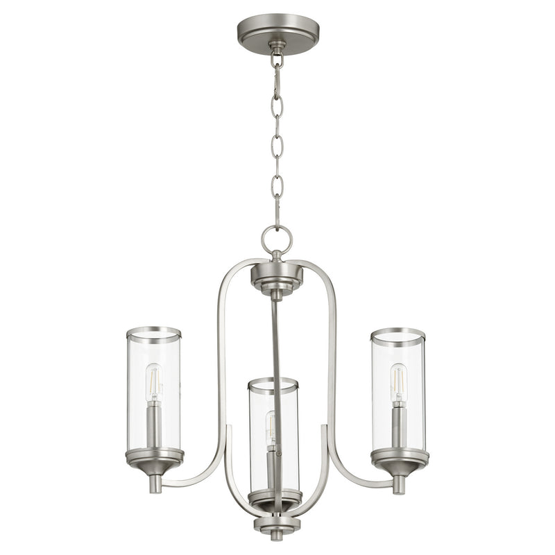 Quorum 6044-3-65 Three Light Chandelier, Satin Nickel Finish - LightingWellCo