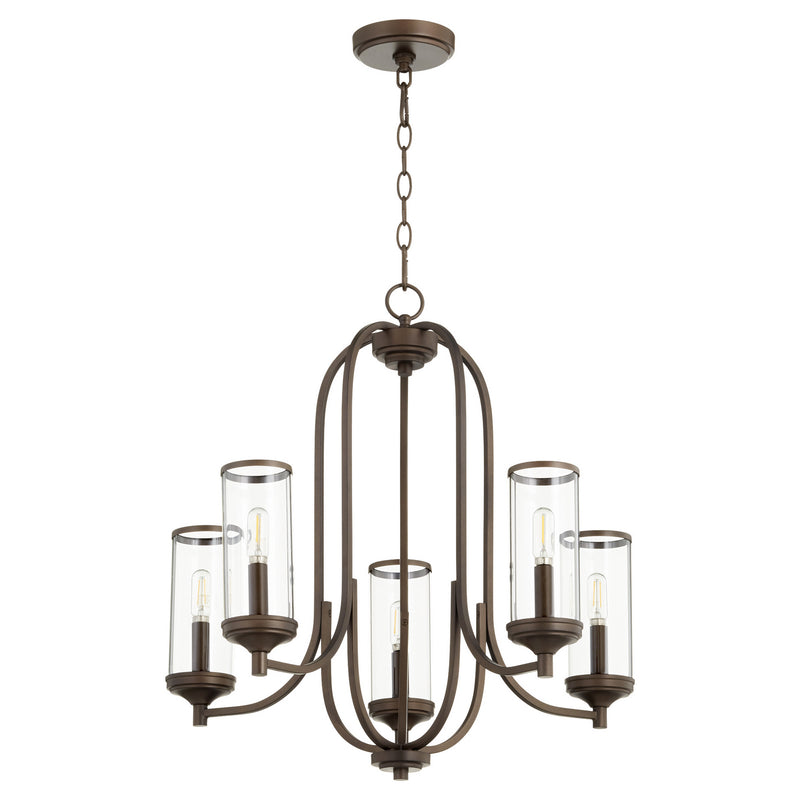 Quorum 6044-5-86 Five Light Chandelier, Oiled Bronze Finish - LightingWellCo