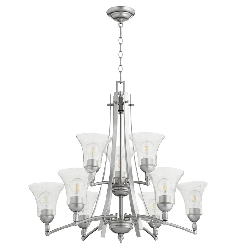 Quorum 6177-9-64 Nine Light Chandelier, Classic Nickel Finish - LightingWellCo