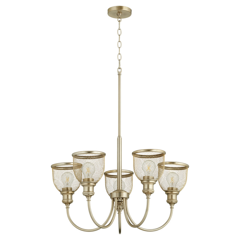 Quorum 6212-5-80 Five Light Chandelier, Aged Brass Finish - LightingWellCo