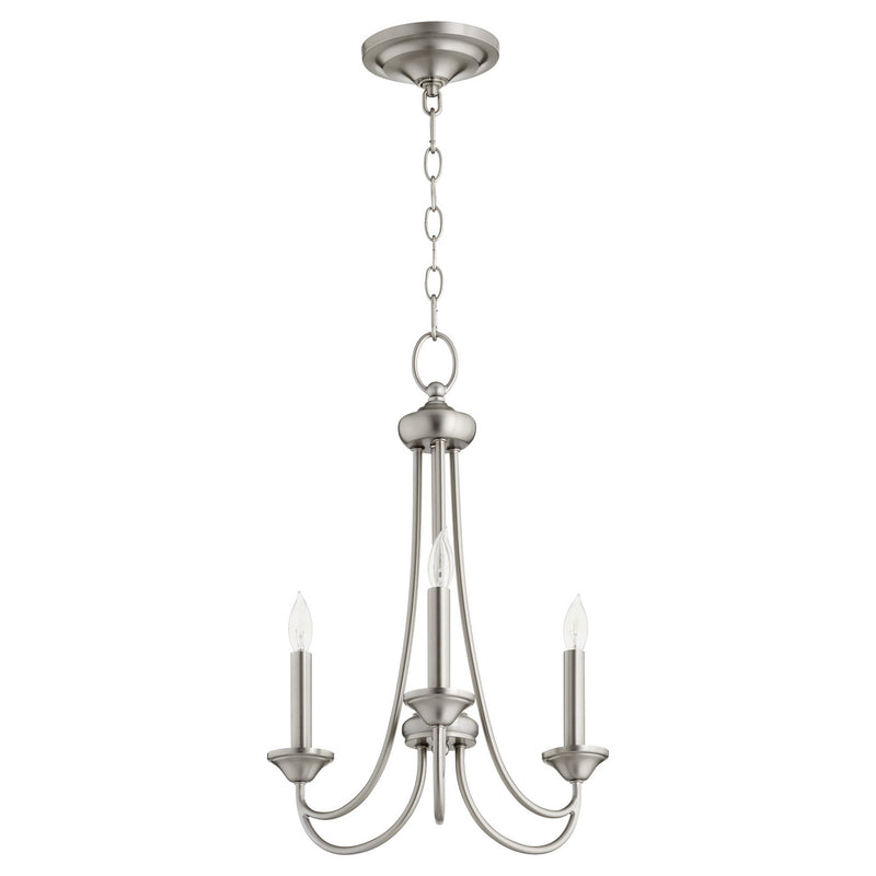 Quorum 6250-3-65 Three Light Chandelier, Satin Nickel Finish - LightingWellCo