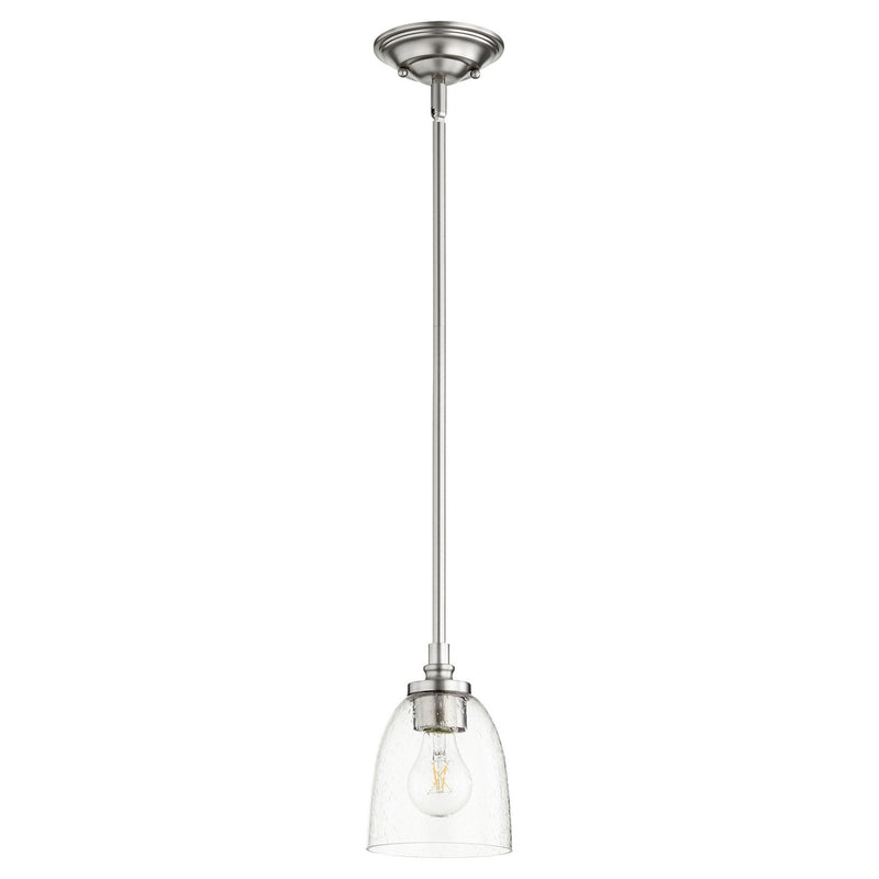 Quorum 3122-265 One Light Pendant, Satin Nickel w/ Clear/Seeded Finish - LightingWellCo