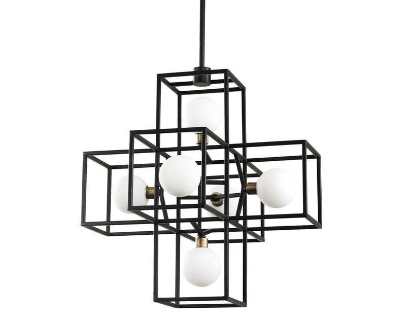 Varaluz 325P06CBHG Six Light Pendant, Carbon/Havana Gold Finish - LightingWellCo