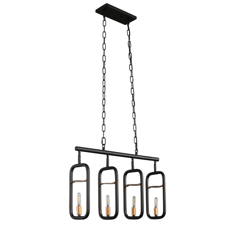 Varaluz 327N04AGRB Four Light Linear Pendant, Aged Gold/Rustic Bronze Finish - LightingWellCo