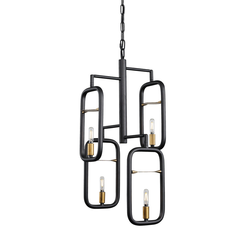 Varaluz 327P04AGRB Four Light Pendant, Aged Gold/Rustic Bronze Finish - LightingWellCo