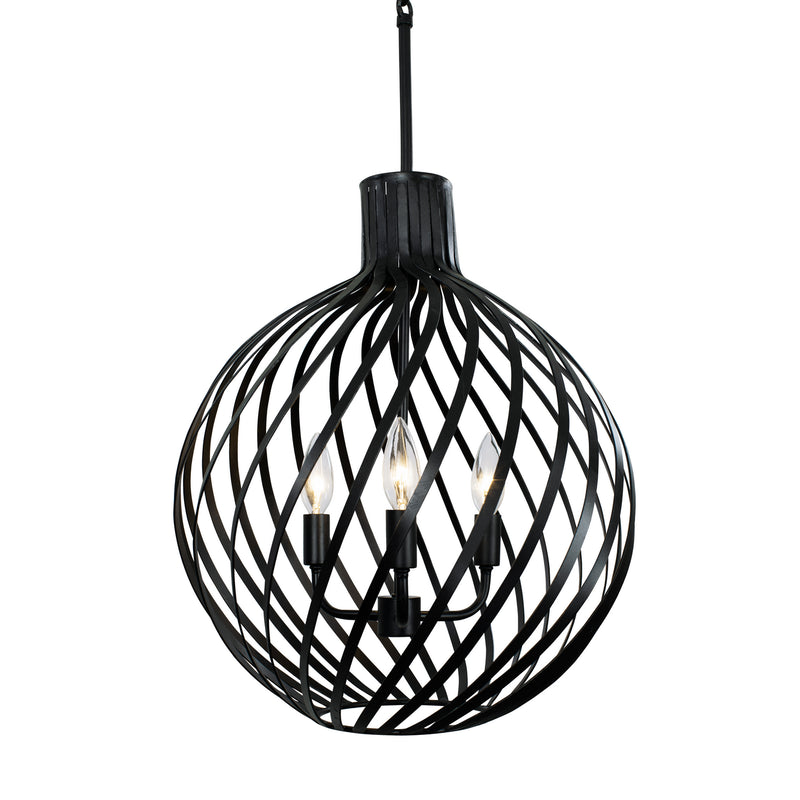 Varaluz 338P03BL Three Light Pendant, Black Finish - LightingWellCo