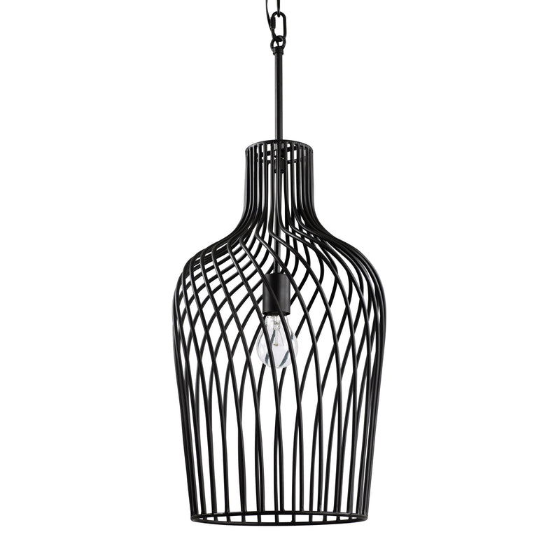 Varaluz 339P01CBL One Light Mini Pendant, Black Finish - LightingWellCo