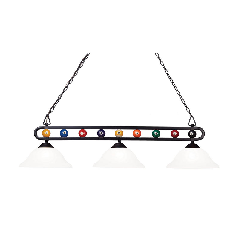 ELK Home BIS9301 Three Light Island Pendant, Matte Black, Frosted White Glass, Frosted White Glass Finish - At LightingWellCo