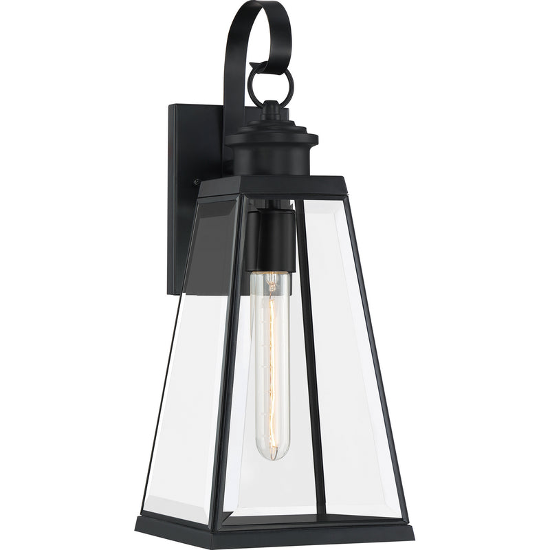 Quoizel PAX8407MBK One Light Outdoor Wall Lantern, Matte Black Finish - LightingWellCo