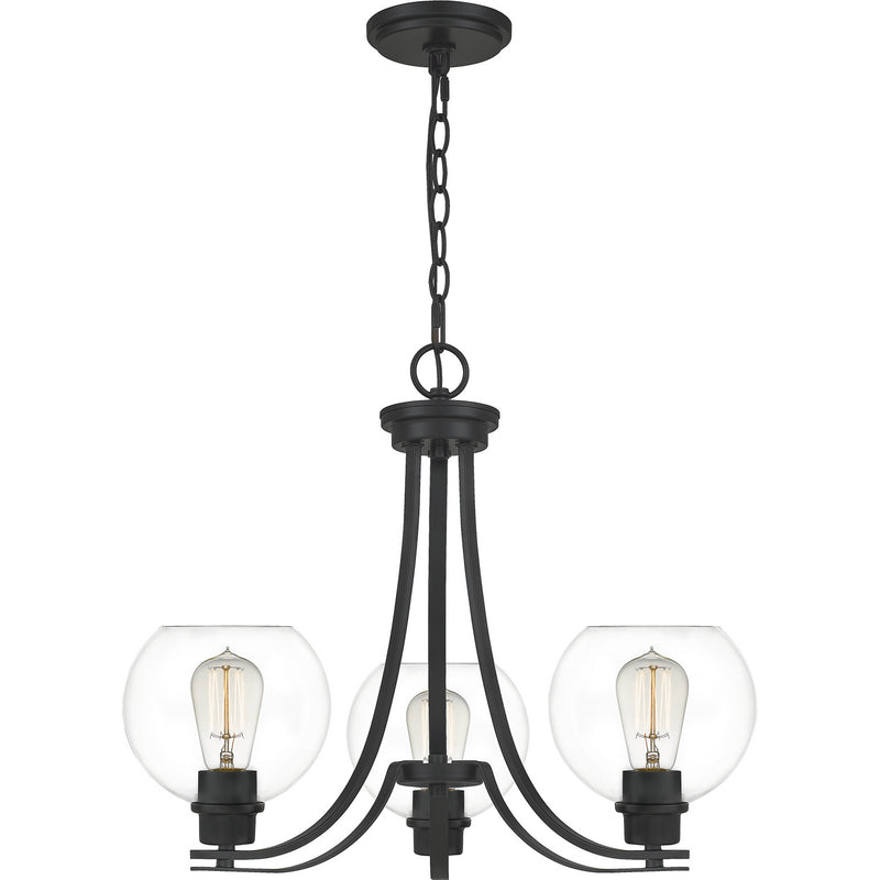 Quoizel PRUC5022MBK Three Light Chandelier, Matte Black Finish - LightingWellCo