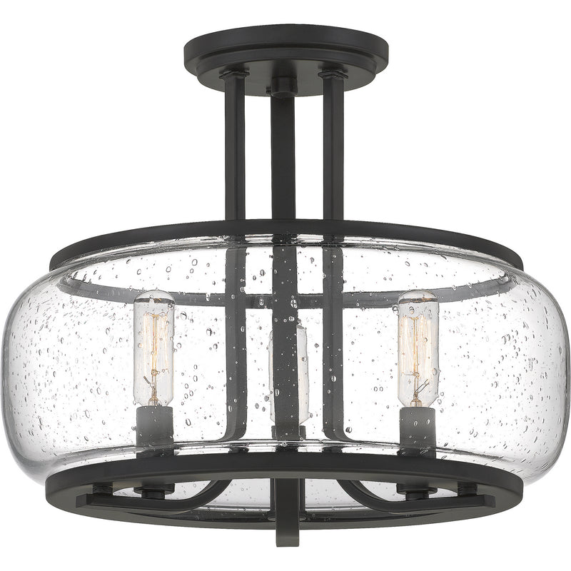 Quoizel PRUS1714MBK Three Light Semi Flush Mount, Matte Black Finish - LightingWellCo