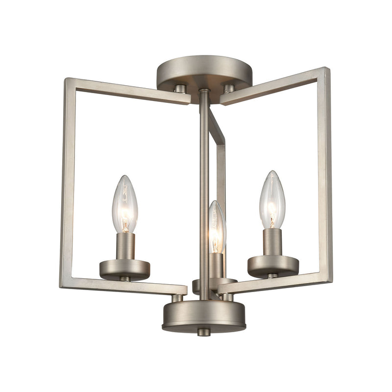 ELK Home CN240382 Three Light Semi Flush Mount, Brushed Nickel Finish - At LightingWellCo