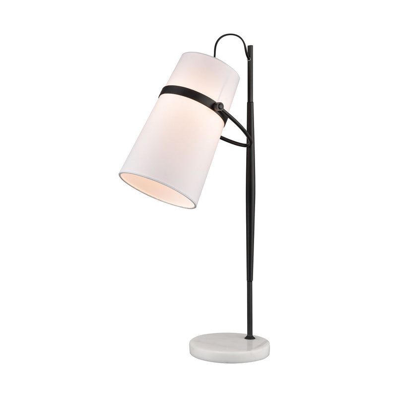 ELK Home D4191 One Light Table Lamp, Matte Black, White Marble Finish - At LightingWellCo