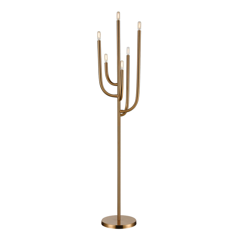 ELK Home D4265 Six Light Floor Lamp, Aged Brass Finish - At LightingWellCo