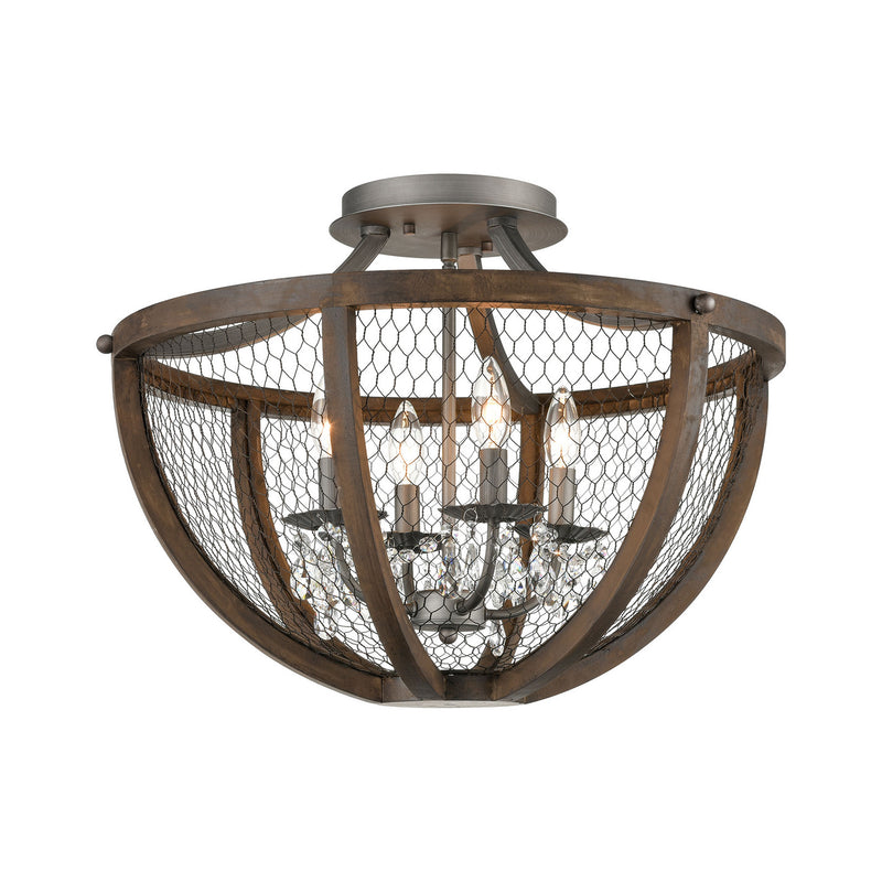 ELK Home D4330 Four Light Semi Flush Mount, Weathered Zinc Finish - At LightingWellCo