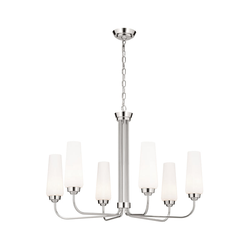 Kichler 52480PN Six Light Chandelier, Polished Nickel Finish-LightingWellCo