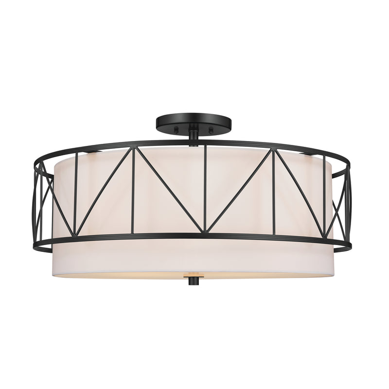 Kichler 52076BK Four Light Semi Flush Mount, Black Finish-LightingWellCo