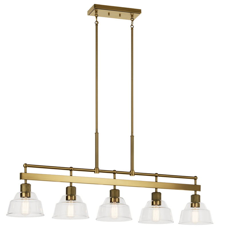 Kichler 52404BNB Five Light Linear Chandelier, Brushed Brass Finish-LightingWellCo